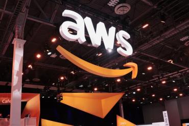 AWS logo on sign at AWS re:Invent conference