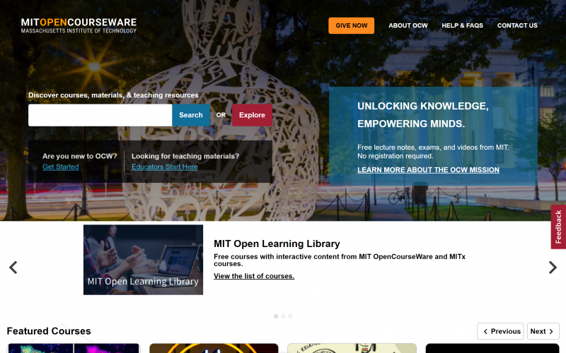  MIT has been a leader in the OpenCourseWare (OCW) movement and has an extensive catalog of free IT classes available.