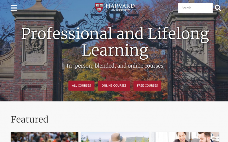 Harvard has an extensive section of its website dedicated to online classes.