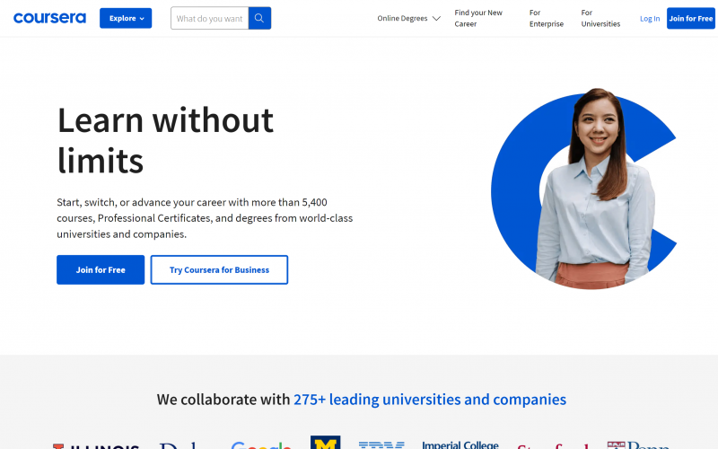 Coursera offers free online IT courses.