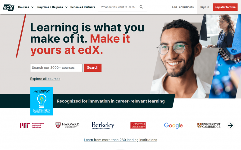 EdX offers online courses from some of the world's leading science and technology universities.