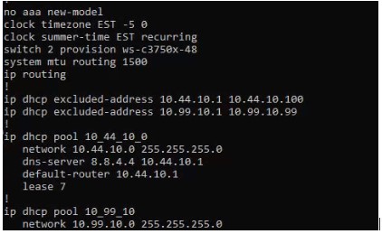 Switch configuration DHCP